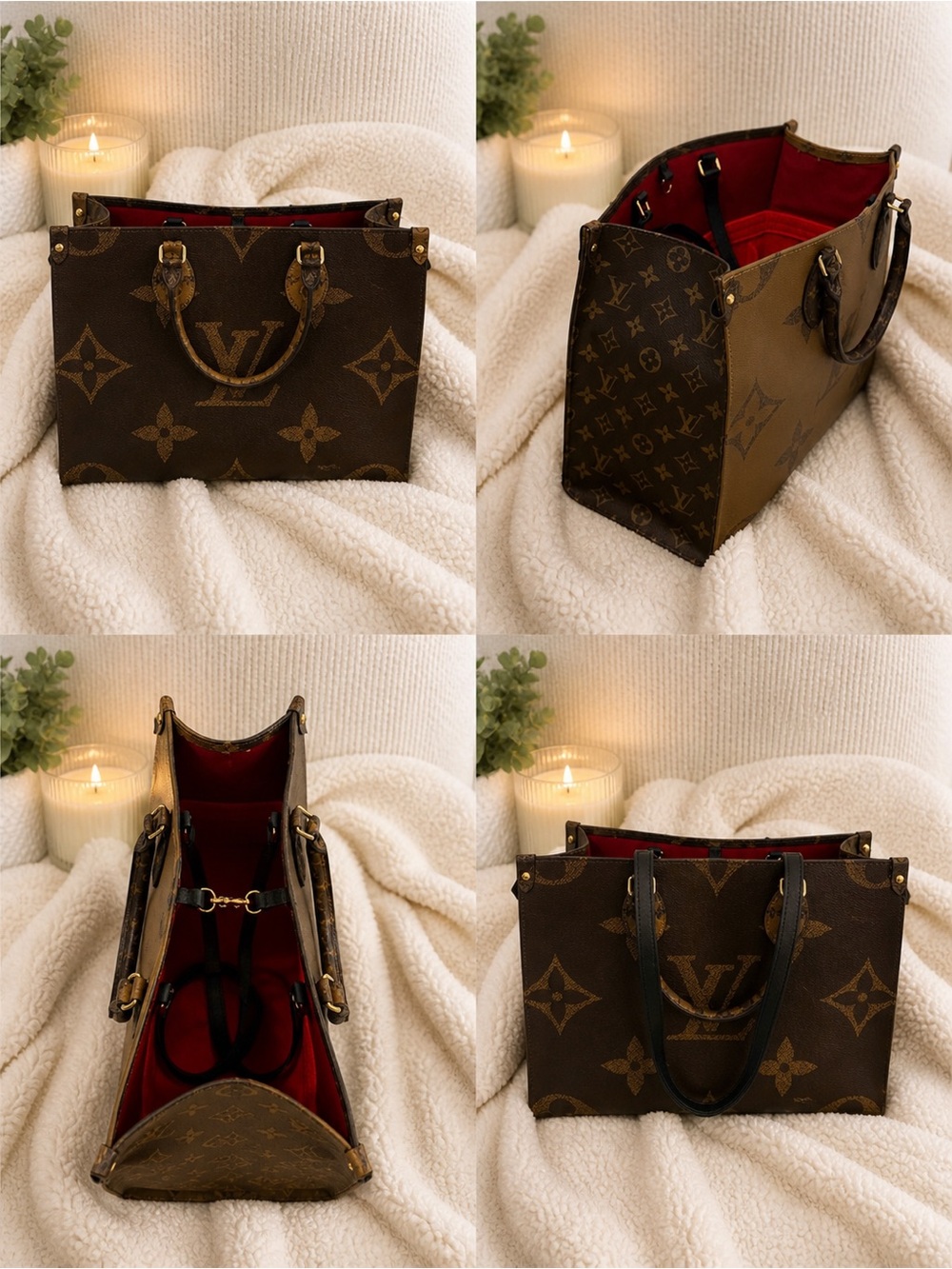 Louis Vuitton OnTheGo GM Monogram Reverse Tote Brown/Tan Red Interior + insert. - Picture 3 of 13
